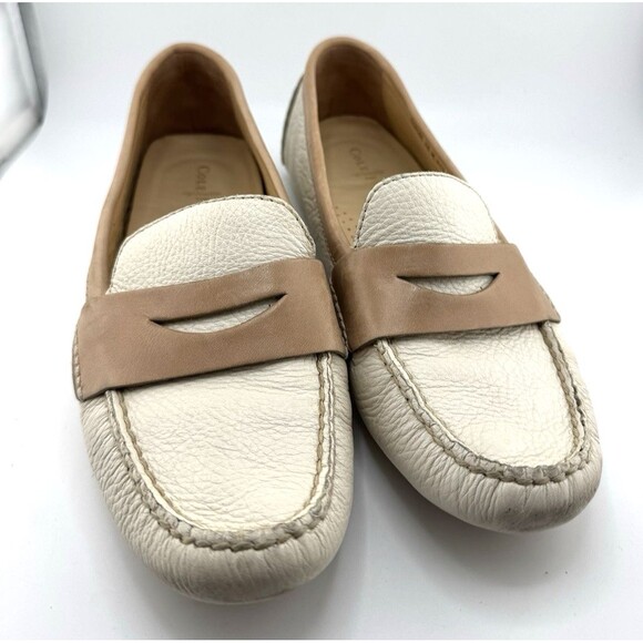COLE HAAN Soft Leather Ivory/Tan Air Sadie Driver Penny Loafer Women’s 7 B - Picture 9 of 10